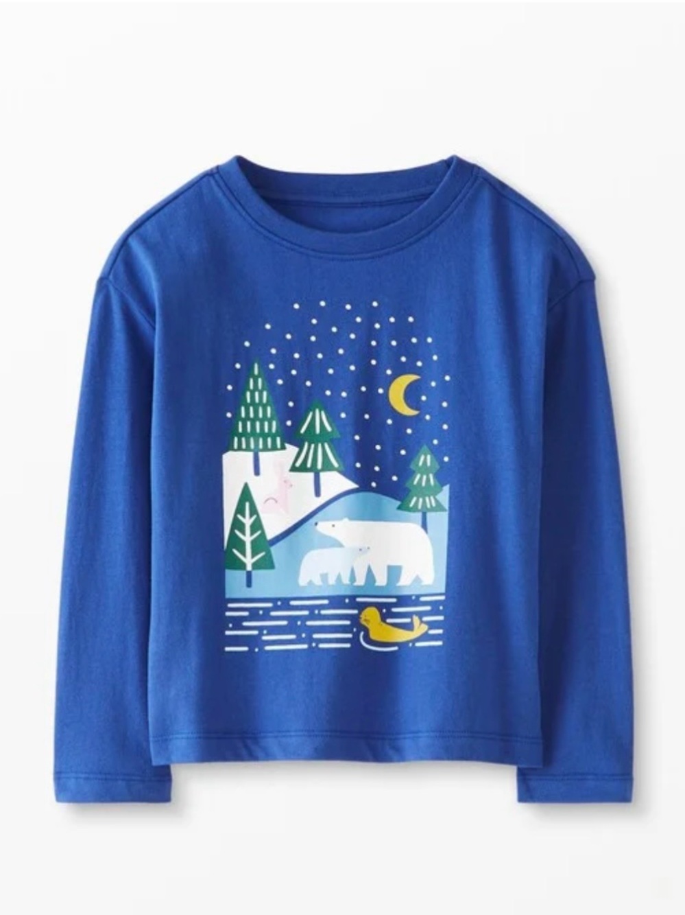 NWT - Hanna Andersson Polar Pond Holiday Graphic Tee (Blue) Size 5